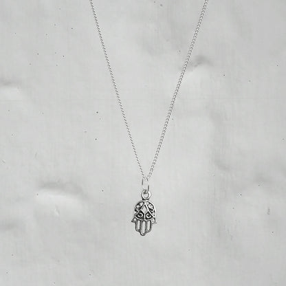Sterling Silver Hamsa Hand Necklace 16 - 32 Inches
