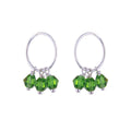 Triple Sterling Silver Green Crystal Charm Hoop 12mm Earrings
