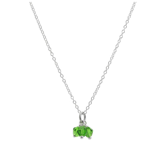 Triple Sterling Silver Green CZ Bead Necklace 14 - 22 Inches