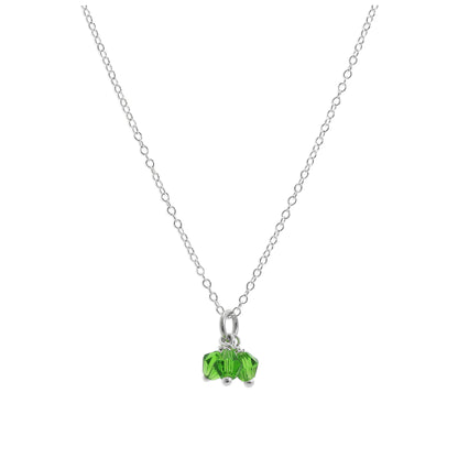 Triple Sterling Silver Green CZ Bead Necklace 14 - 22 Inches