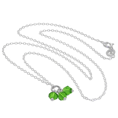 Triple Sterling Silver Green CZ Bead Necklace 14 - 22 Inches