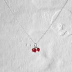 Triple Sterling Silver Red CZ Bead Necklace - 14 - 22 Inches