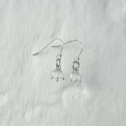 Triple Sterling Silver & Clear CZ Fishhook Earrings