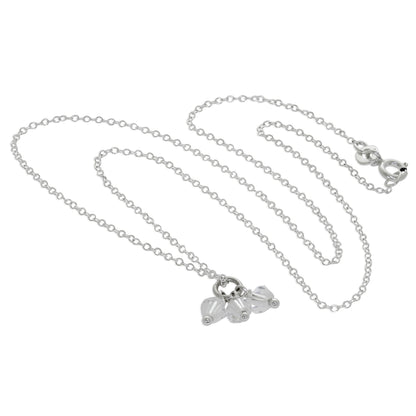Triple Sterling Silver Clear Crystal Bead Necklace 14 - 22 Inches
