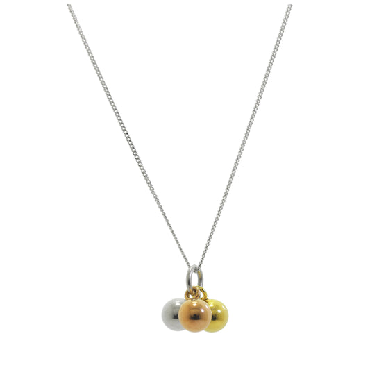 Dreifach Mischgold Vergoldet Sterlingsilber Kugel Halskette 35,5 - 81cm