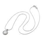 Sterling Silver Double Layered CZ & Twisted Ring Necklace