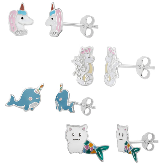 Sterling Silver Mythical Animal Stud Earrings