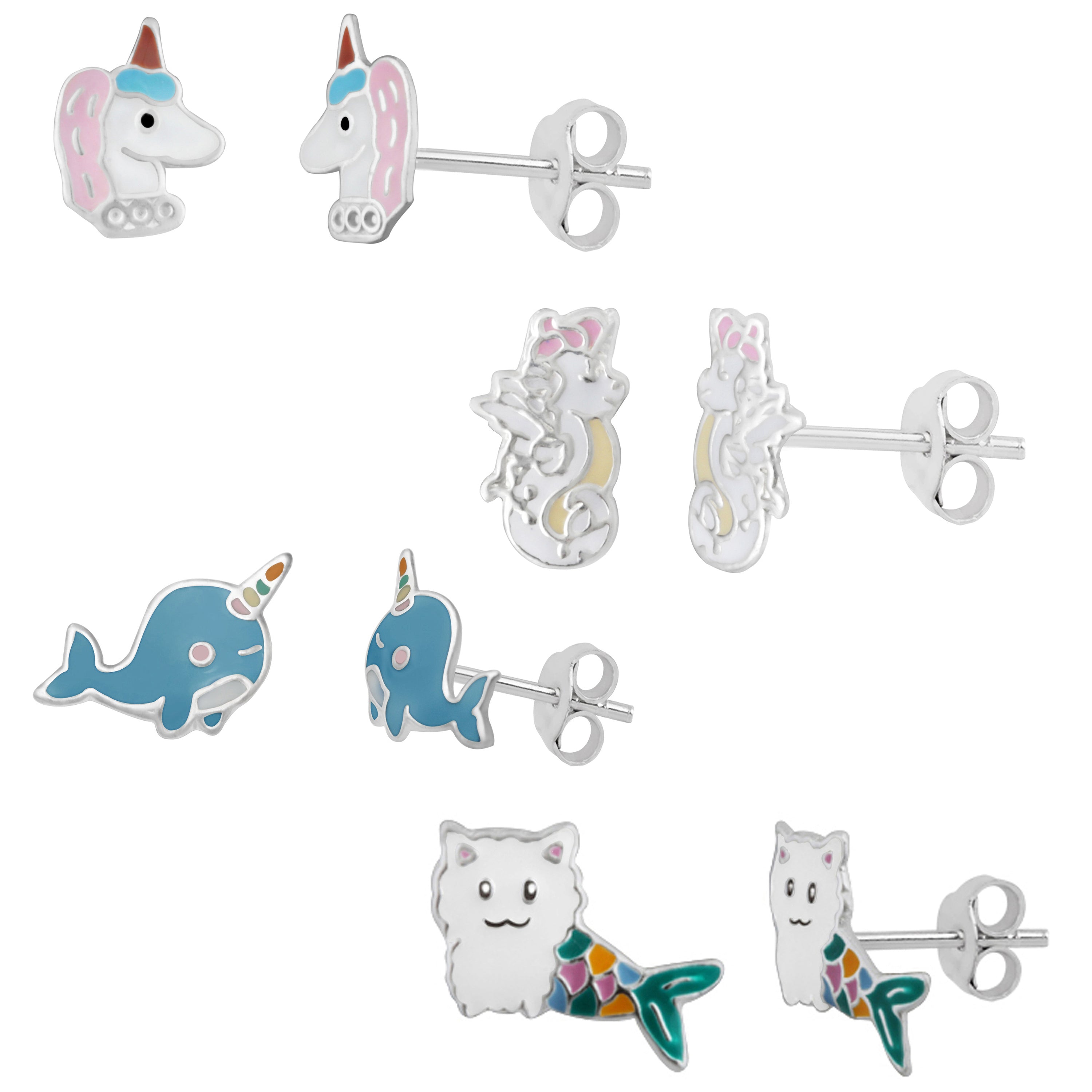Sterling Silver Mythical Animal Stud Earrings