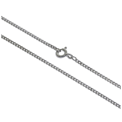 Rhodium Plated Sterling Silver 18 Inch Diamond Cut Curb Chain