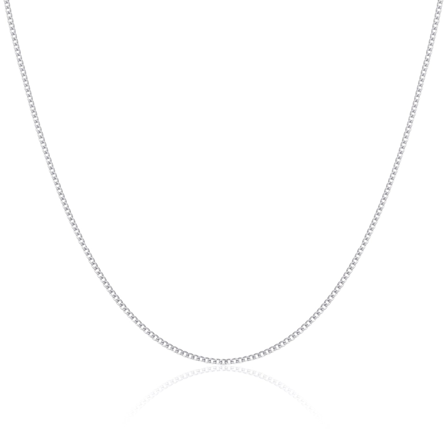 Rhodium Plated Sterling Silver 18 Inch Diamond Cut Curb Chain