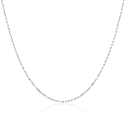 Rhodium Plated Sterling Silver 18 Inch Diamond Cut Curb Chain