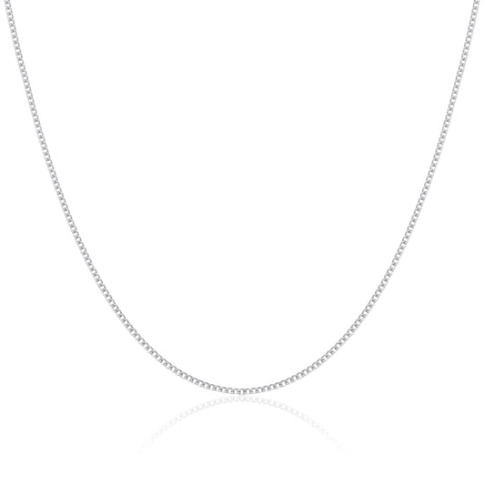 Rhodium Plated Sterling Silver 18 Inch Diamond Cut Curb Chain