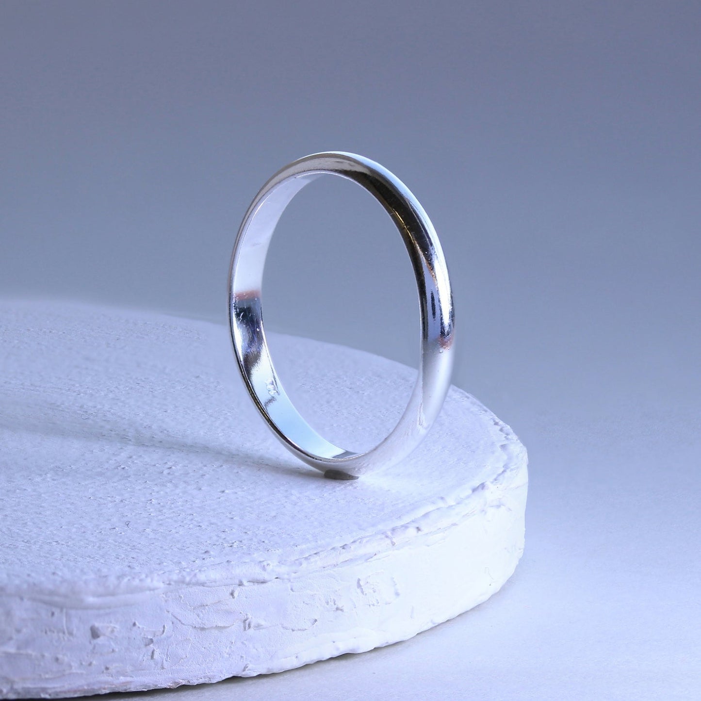 X Large Sterling Silver 3mm D Shaped Stacking Ring