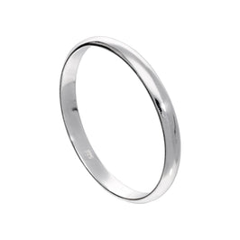 X Large Sterling Silver 3mm D Shaped Wedding Band Ring