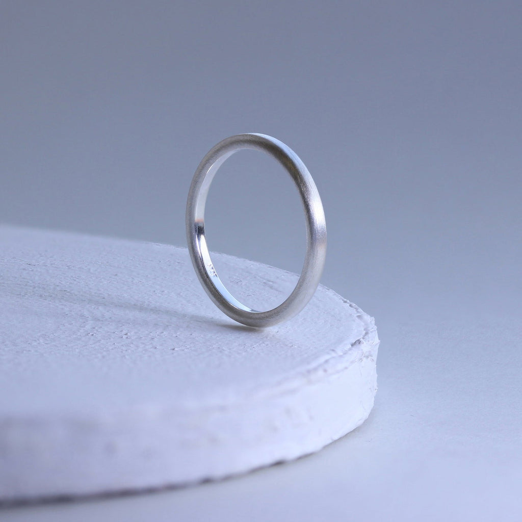 Small Sterling Silver Matt Finish Stacking Ring