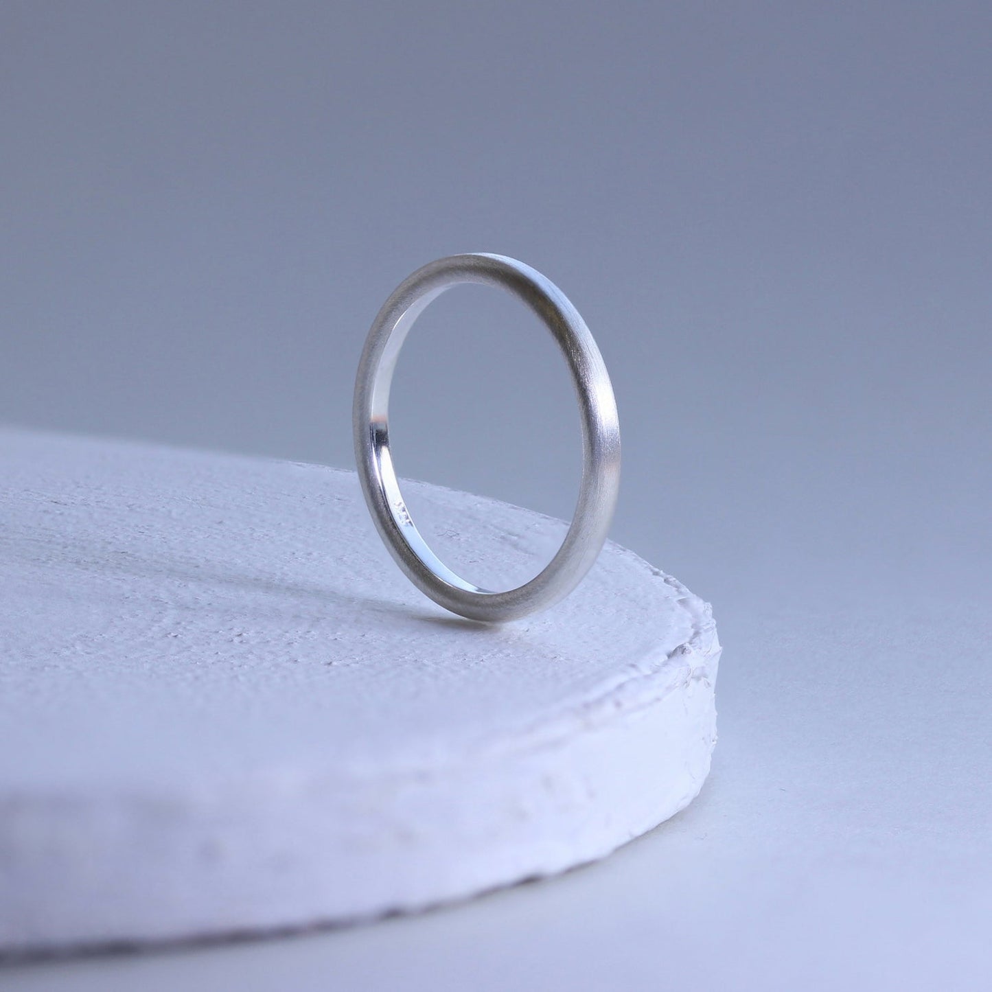 Small Sterling Silver Matt Finish Stacking Ring
