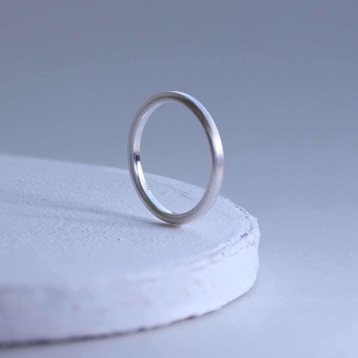 Small Sterling Silver Matt Finish Stacking Ring