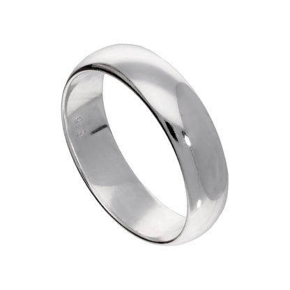 Sterling Silver Thick 6mm D Shaped Wedding Band Ring - Size I - Z