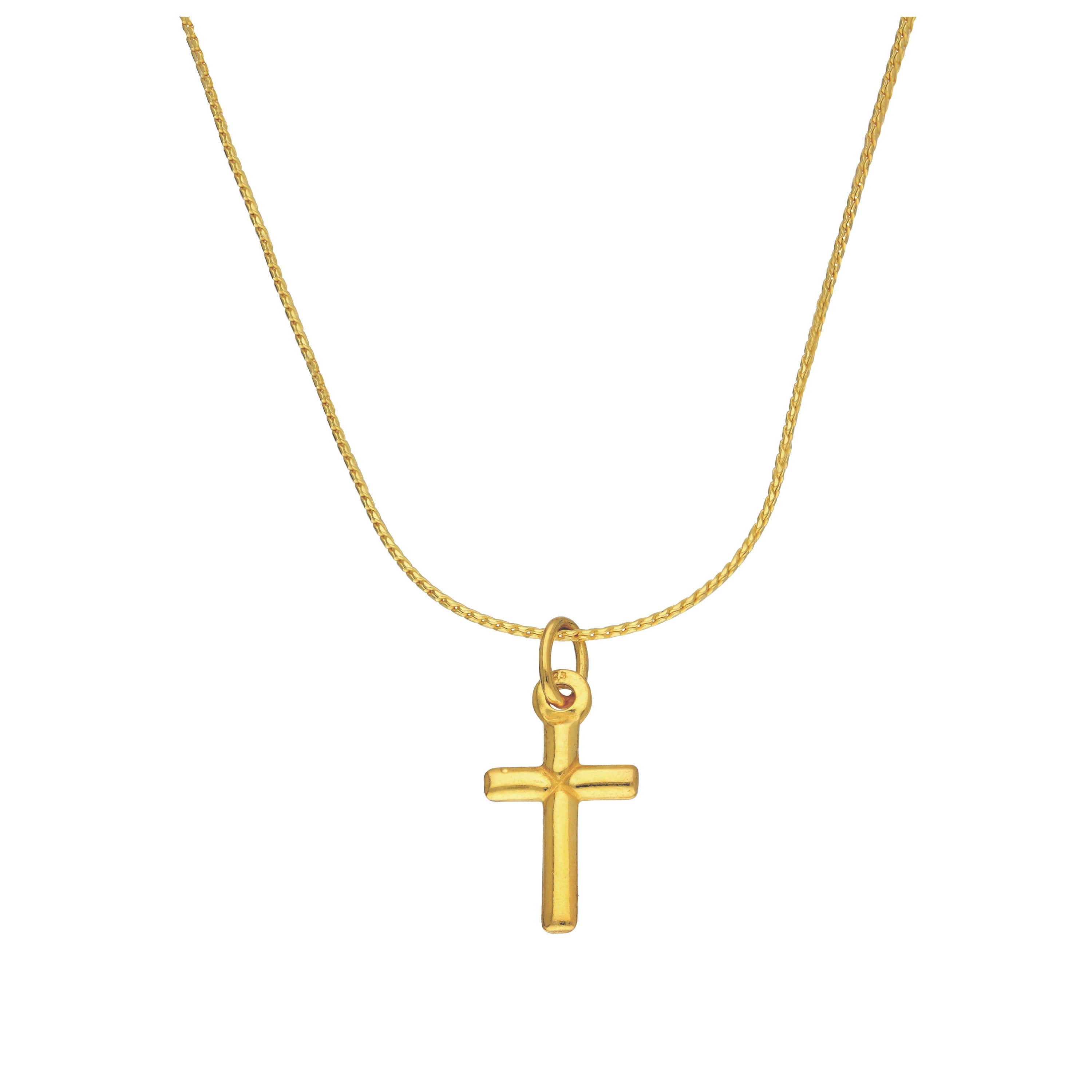 Small Gold Plated Sterling Silver Cross Necklace 14 - 24 Inches