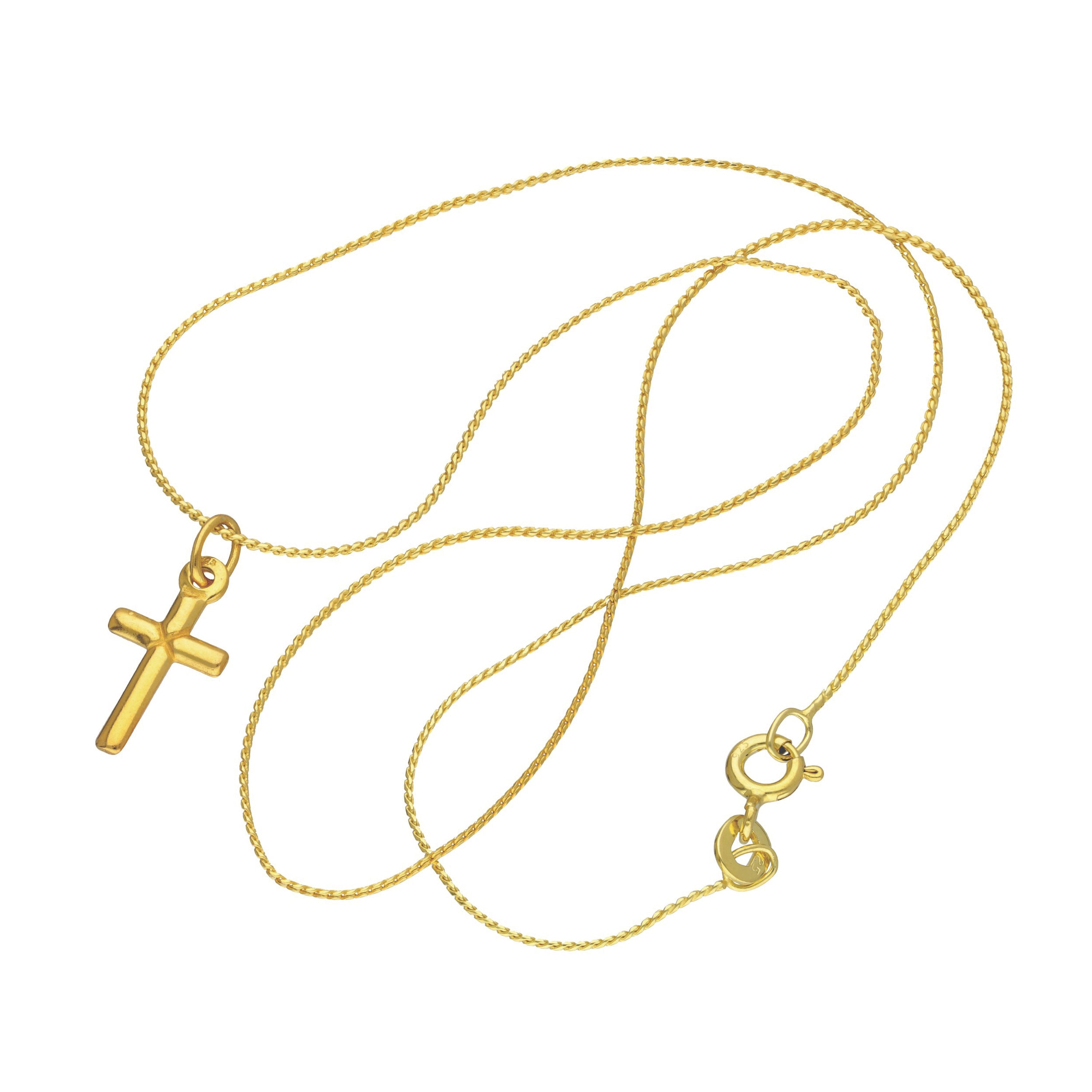 Small Gold Plated Sterling Silver Cross Necklace 14 - 24 Inches