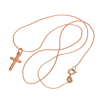 Rose Gold Plated Sterling Silver Cross Necklace 14-28 Inches