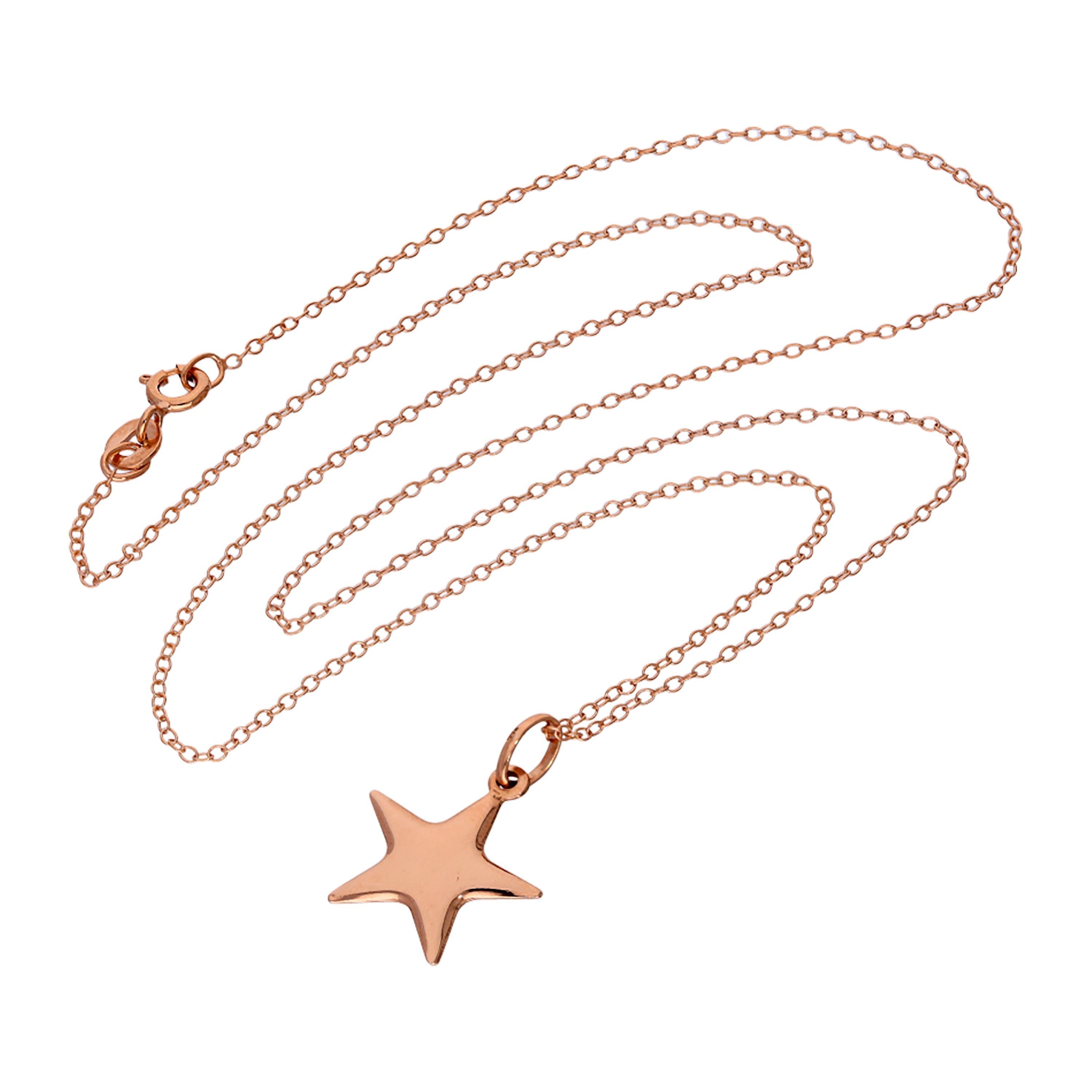 Rose Gold Plated Sterling Silver Star Necklace - 14 - 22 Inches