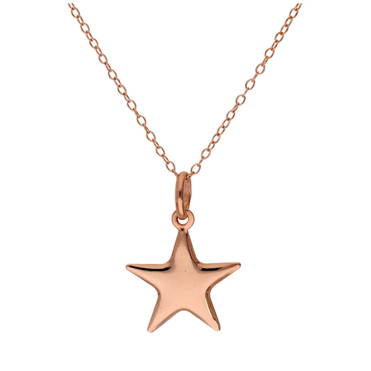 Rose Gold Plated Sterling Silver Star Necklace - 14 - 22 Inches