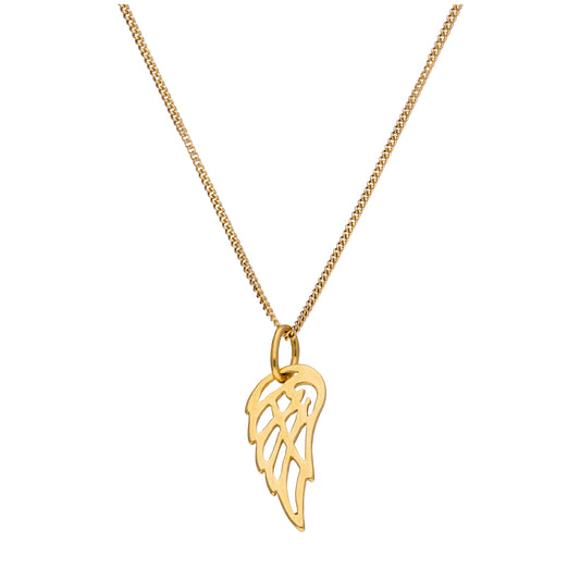 Gold Plated Sterling Silver Open Angel Wing Necklace - 14 - 32 Inches
