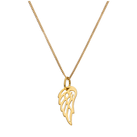 Gold Plated Sterling Silver Open Angel Wing Necklace - 14 - 32 Inches