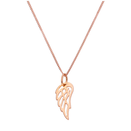 Rose Gold Plated Sterling Silver Open Angel Wing 14 - 32 Inches