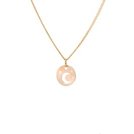 9ct Gold Moon & Star Flat Necklace - 16 - 18 Inches