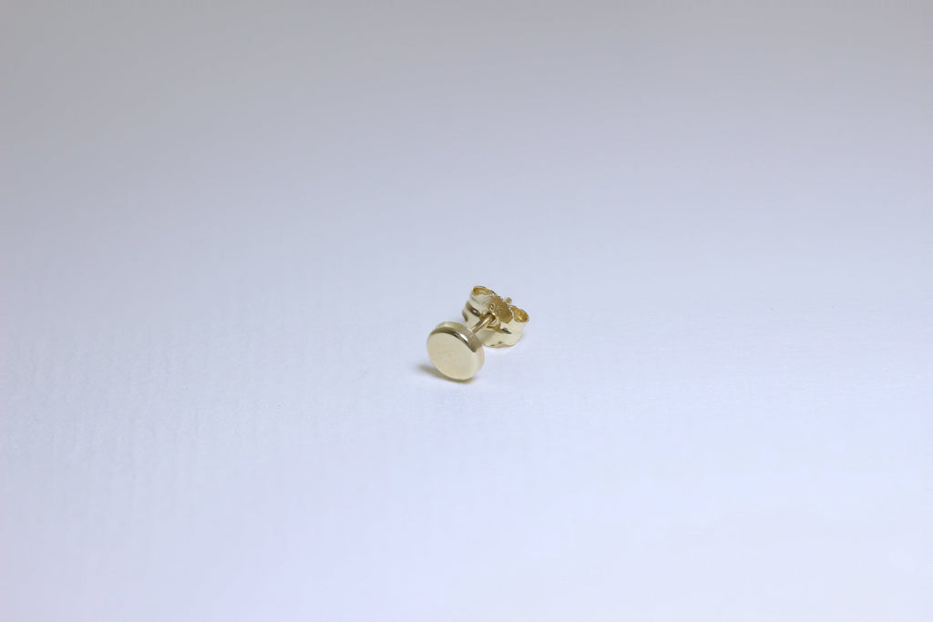 9ct Gold Mens Single Plain 4mm Round Stud Earring