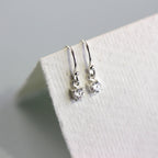 Sterling Silver Clear CZ April Birthstone Dangle Earrings