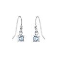 Sterling Silver Aquamarine CZ March Birthstone Dangle Earrings