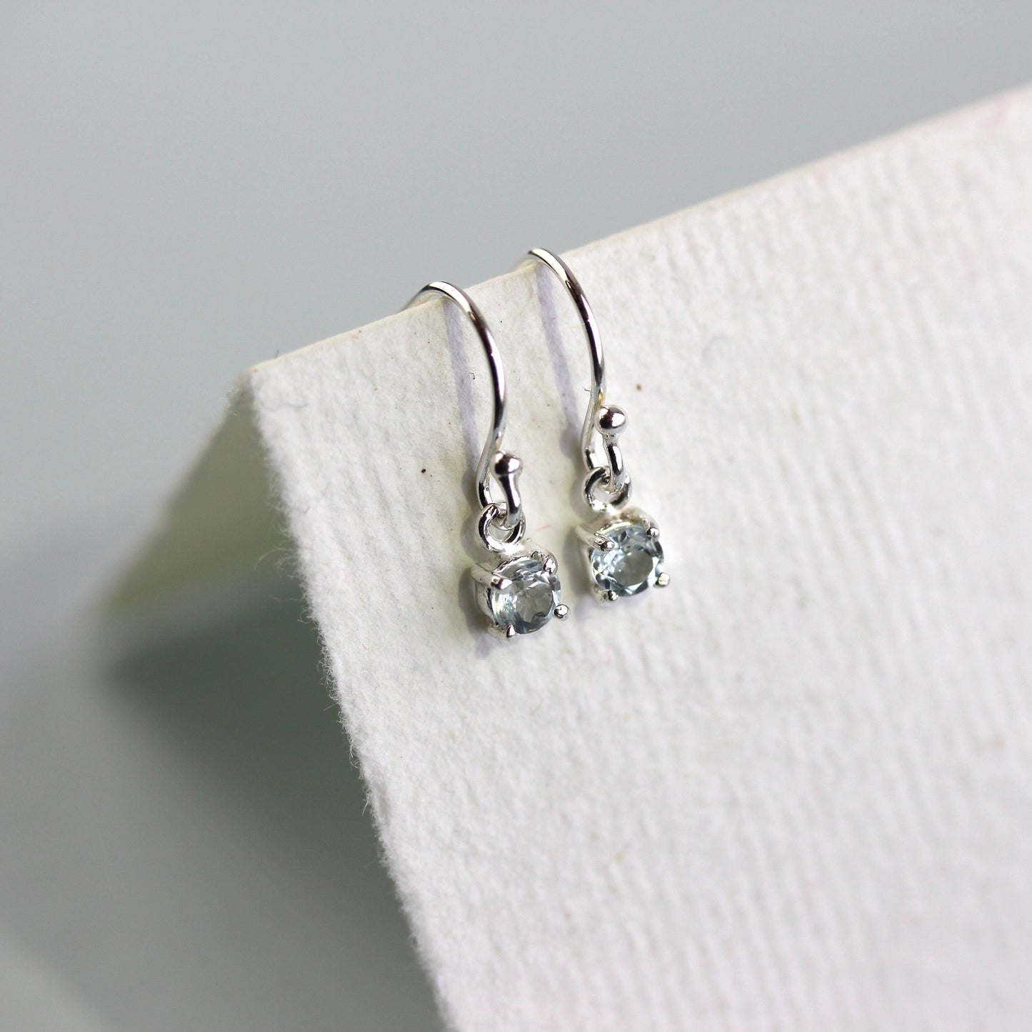 Sterling Silver Aquamarine CZ March Birthstone Dangle Earrings