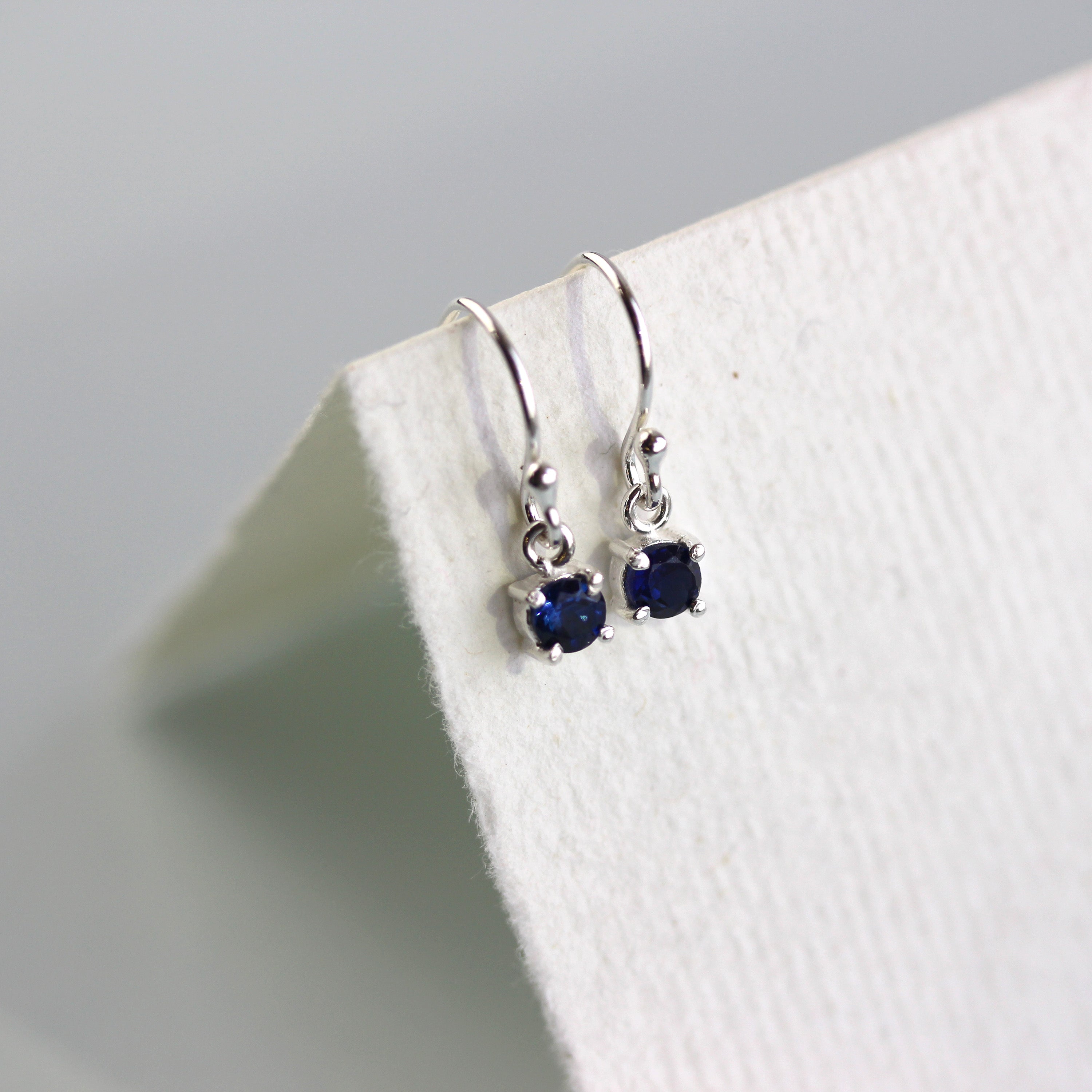 Sterling Silver Sapphire CZ September Birthstone Dangle Earrings