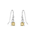 Sterling Silver Citrine CZ November Birthstone Dangle Earrings