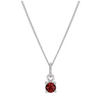 Sterling Silver Garnet CZ January Birthstone Claw Necklace - 14 - 32 Inches