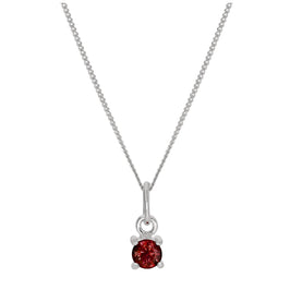 Sterling Silver Garnet CZ January Birthstone Claw Necklace - 14 - 32 Inches