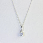 Sterling Silver Aquamarine CZ March Birthstone Claw Necklace - 14 - 32 Inches