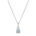 Sterling Silver Aquamarine CZ March Birthstone Claw Necklace - 14 - 32 Inches