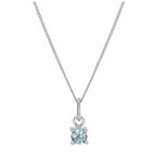 Sterling Silver Aquamarine CZ March Birthstone Claw Necklace - 14 - 32 Inches