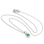 Sterling Silver Emerald CZ May Birthstone Claw Necklace - 14 - 32 Inches