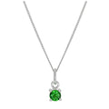 Sterling Silver Emerald CZ May Birthstone Claw Necklace - 14 - 32 Inches
