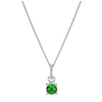 Sterling Silver Emerald CZ May Birthstone Claw Necklace - 14 - 32 Inches