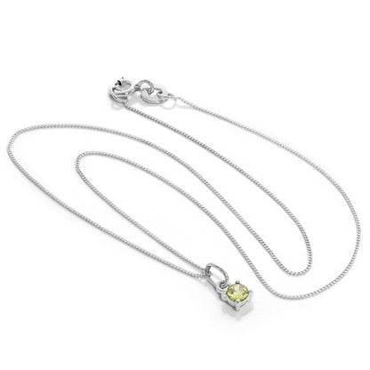 Sterling Silver Peridot CZ August Birthstone Claw Necklace - 14 - 32 Inches