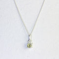 Sterling Silver Peridot CZ August Birthstone Claw Necklace - 14 - 32 Inches
