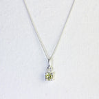 Sterling Silver Peridot CZ August Birthstone Claw Necklace - 14 - 32 Inches