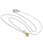 Sterling Silver Citrine CZ November Birthstone Claw Necklace - 14 - 32 Inches