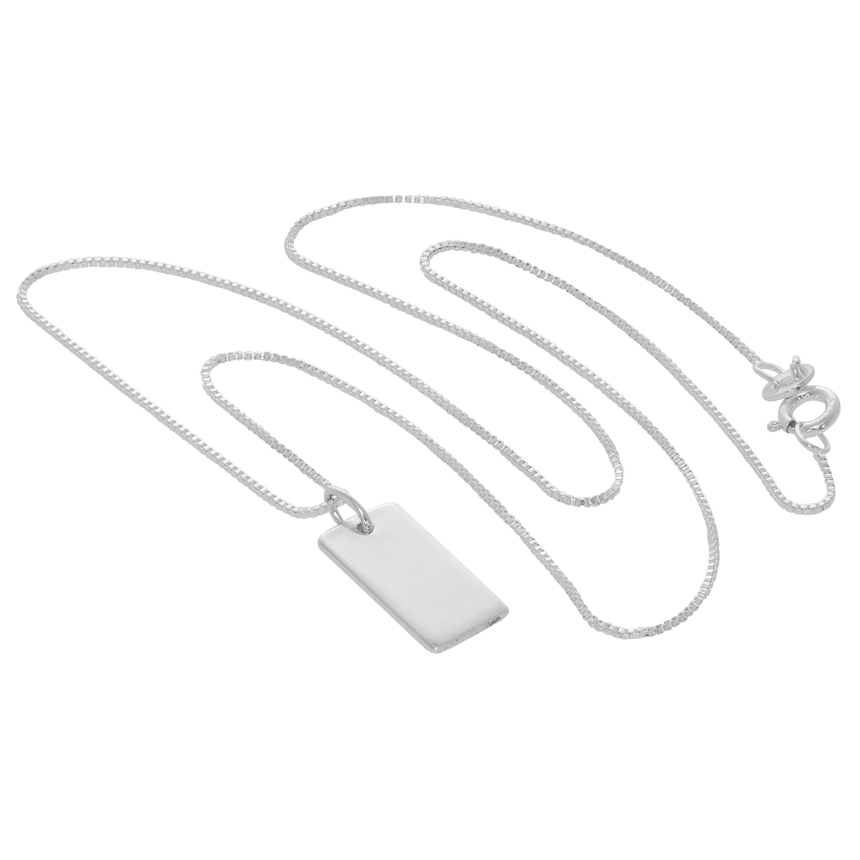 Sterling Silver Mini Engravable Dog Tag Necklace - 14 - 22 Inches
